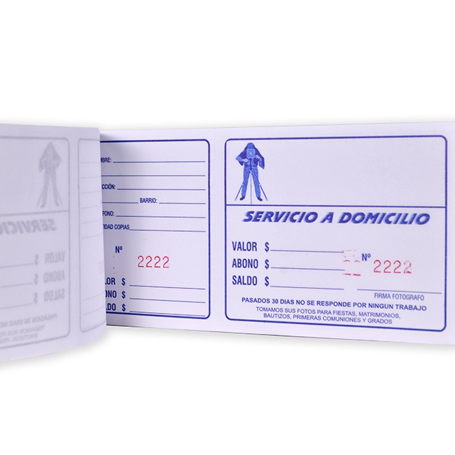 Talonarios para fotógrafos para control de servicios y pagos