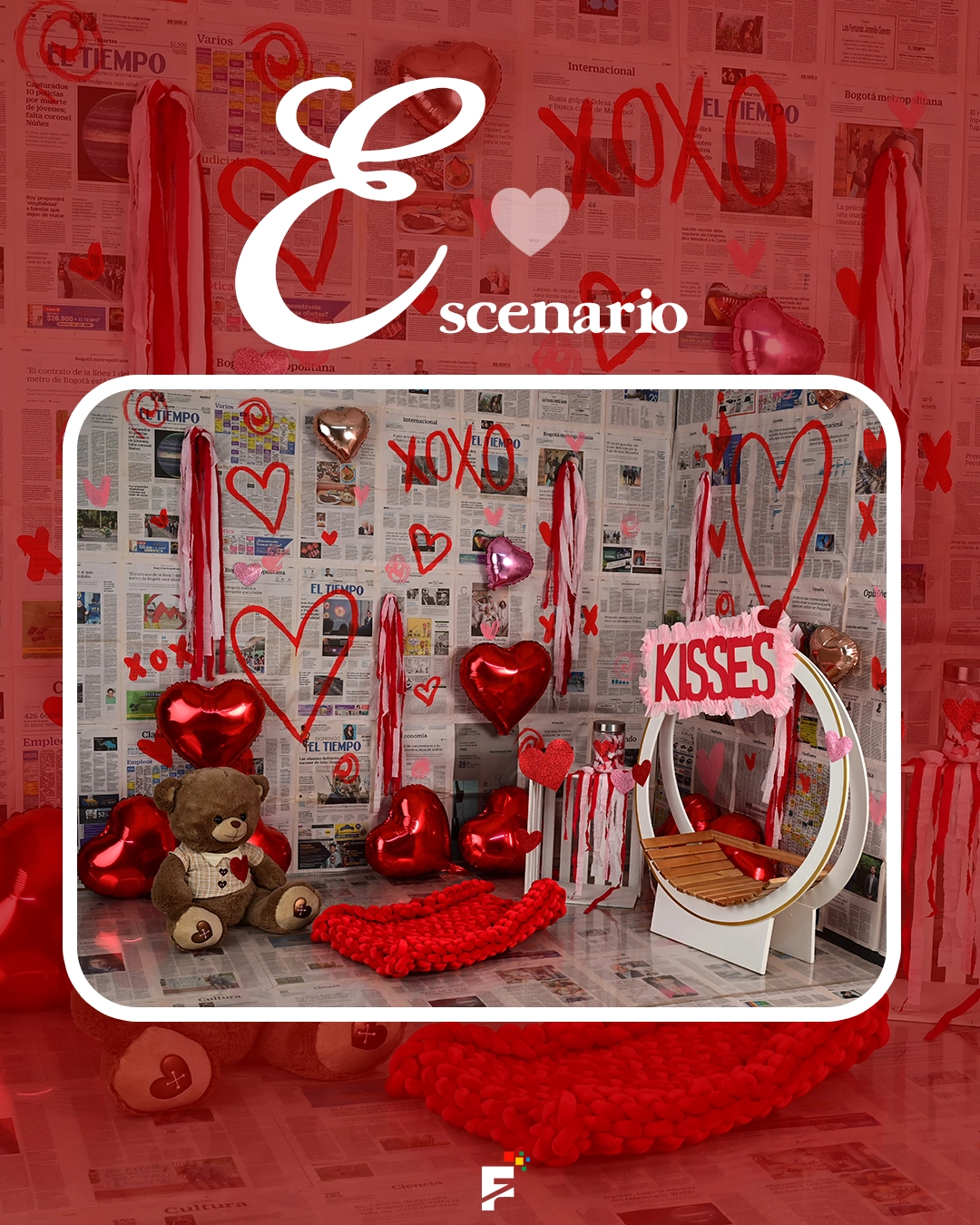 Escenario de San Valentín para fotos profesionales en estudio Foto Mis Amigos