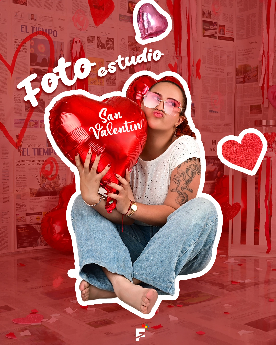 Sesión de fotos profesional para parejas en San Valentín en estudio