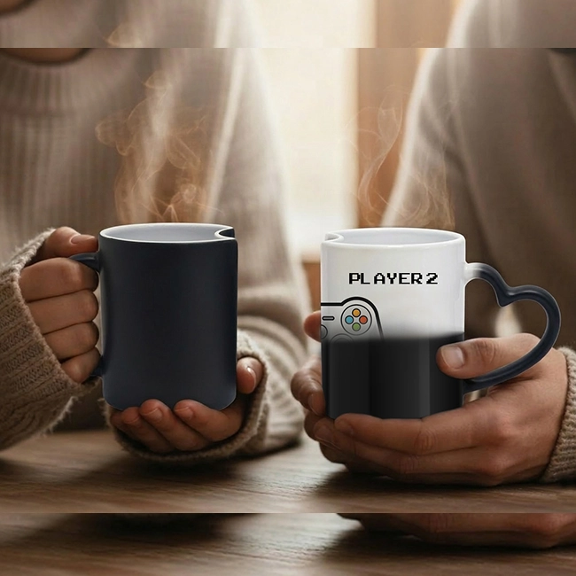 mug mágico personalizado para pareja que revela diseño con el calor