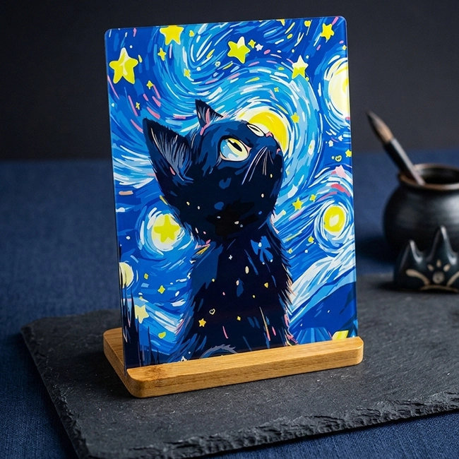 placa personalizada decorativa con base de madera para escritorio