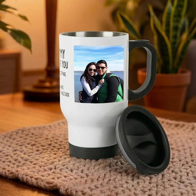 termo para carro personalizado en acero inoxidable color blanco